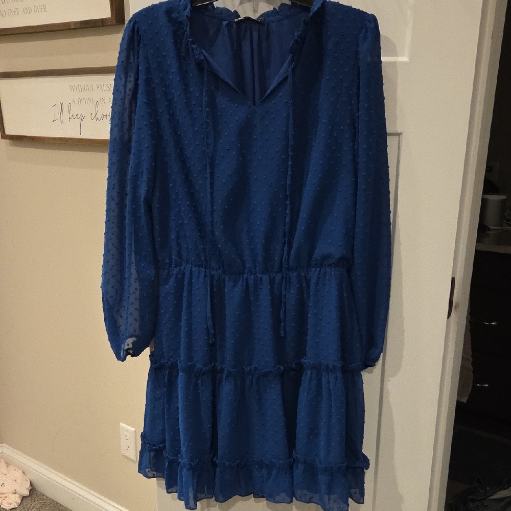 Blue Long Sleeve Dress